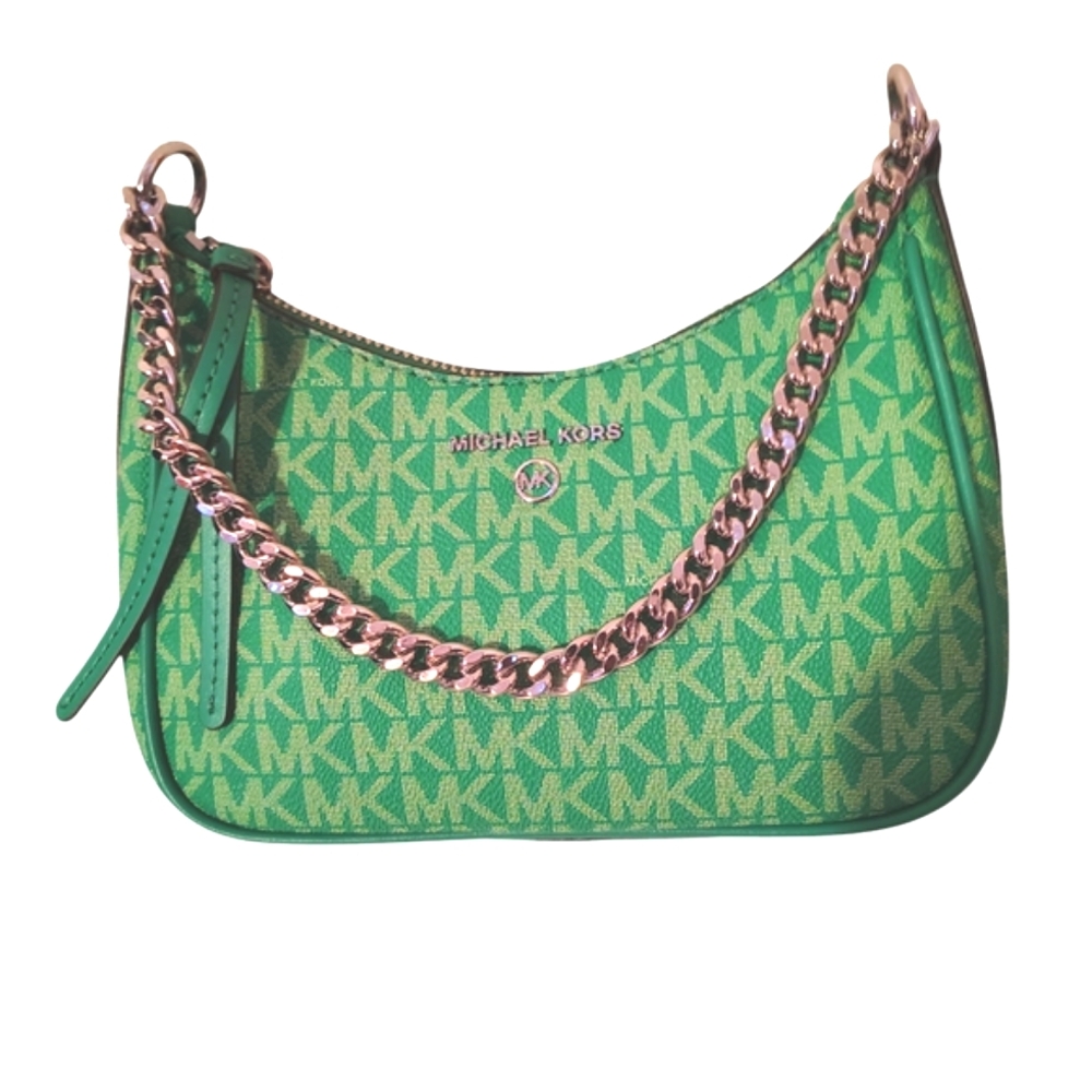 Michael Kors Green Shoulder Bag Jet Set Charm Sm Pounchette nwt New